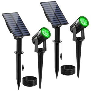 2-In-1 Solar Green Spotlights with Ground or Wall Installation Options for Versatile Use