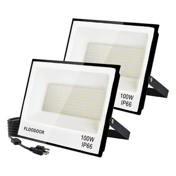 2-Pack 100W LED Flood Lights for Yard Garden Playground Basketball Court and More