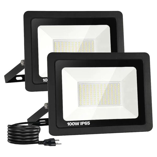 2-Pack 100W LED Flood Lights with High Brightness and Energy Saving for Outdoor Lighting