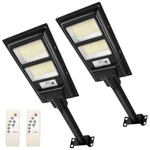 2Pack 200w Solar Street Light with 6000LM Brightness and Waterproof Design