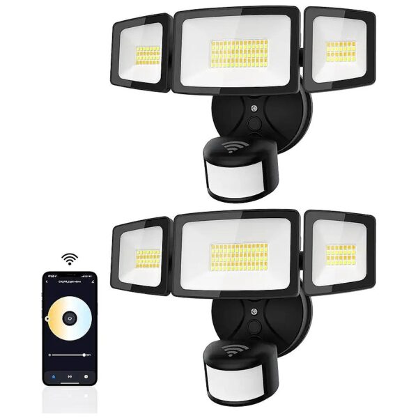 2-Pack 55W LED Flood Lights with APP Control and Alexa Compatibility