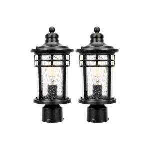 2-Pack Black Aluminum Post Lights for Patio and Yard Lighting