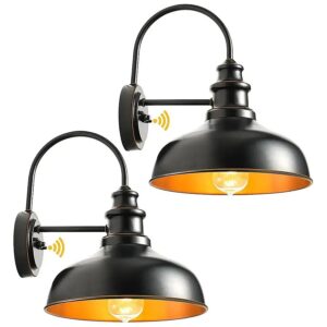 2-Pack Classic Black Gooseneck Light Fixtures with Copper Interior for Outdoor Spaces