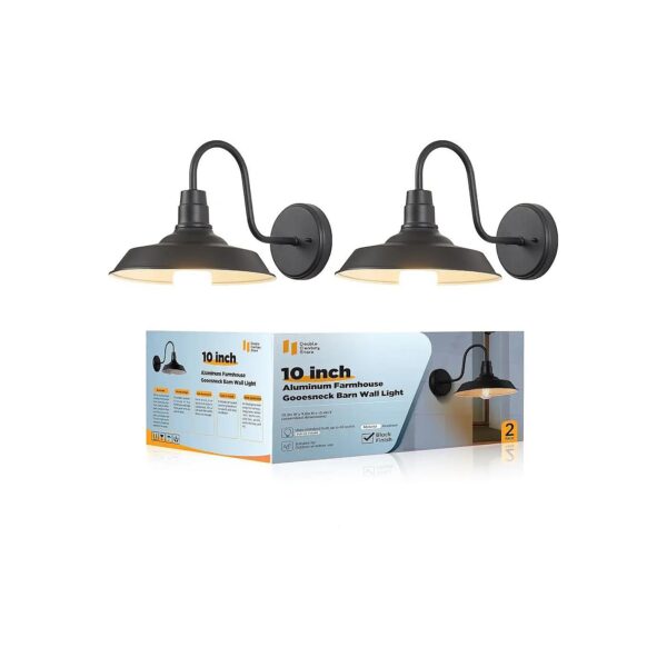 2-Pack Gooseneck Aluminum Exterior Wall Mount Lighting Fixtures for House and Garage