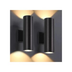 2-Pack Modern Outdoor Wall Light with Aluminum Body and LED Cylinder Light Source