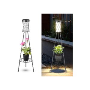 2-Pack Solar Floor Lamp with 3 Color Temperatures for Outdoor Lighting