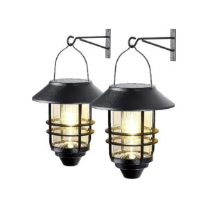 2-Pack Solar Lantern Wall Fixtures Solar Powered Outdoor Hanging Light