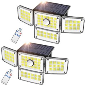 2-Pack Solar Outdoor Lights with Remote Control and 3 Lighting Modes for Home Security