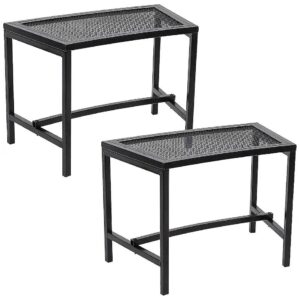 2-Piece Metal Mesh Fire Pit Bench Set for Outdoor Use