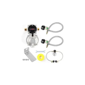 2-Stage LP Propane Gas Regulator with Pressure Gauge and 2X Propane Hoses for RVs