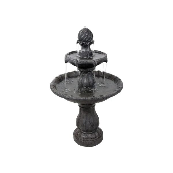 2-Tier Solar Water Fountain with Solar Panel and Battery Backup