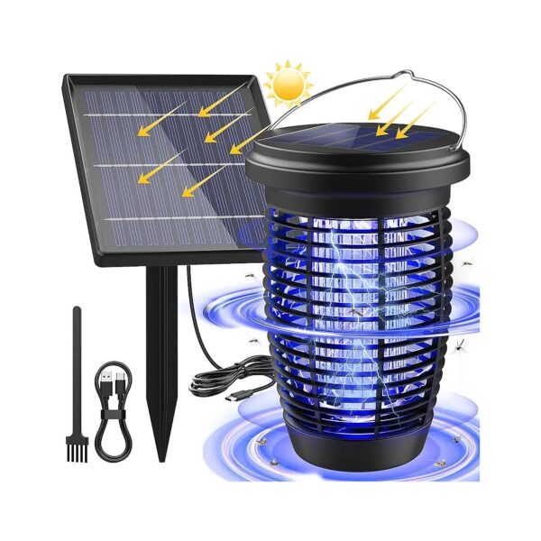 2-in-1 Solar Powered Bug Zapper with UV Light and Night Lighting for Home Patio Camping