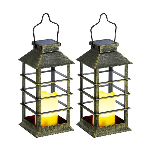 2pack Solar Powered Bronze Lanterns -