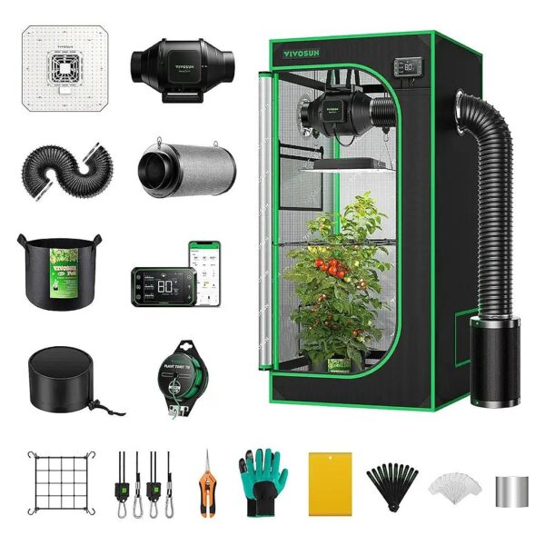 2x2 Grow Tent Kit with Fully Automated LED Grow Light, Ventilation, and Climate Control