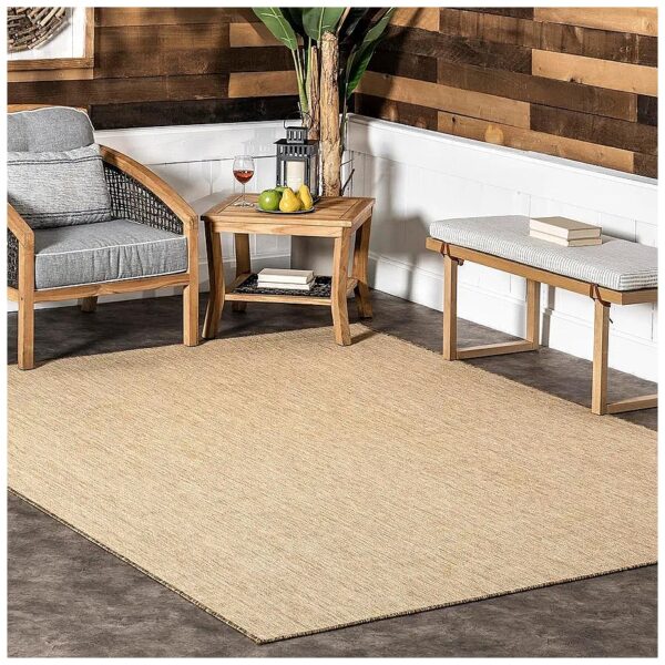 2x3 Solid Brown Ivory Indoor Outdoor Accent Rug for Living Room Patio