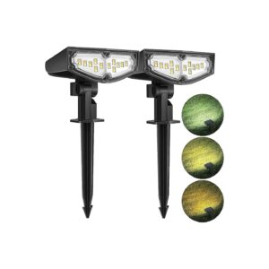 3 Brightness Modes x 3 Color Temperatures Solar Powered Spotlights for Outdoor Lighting