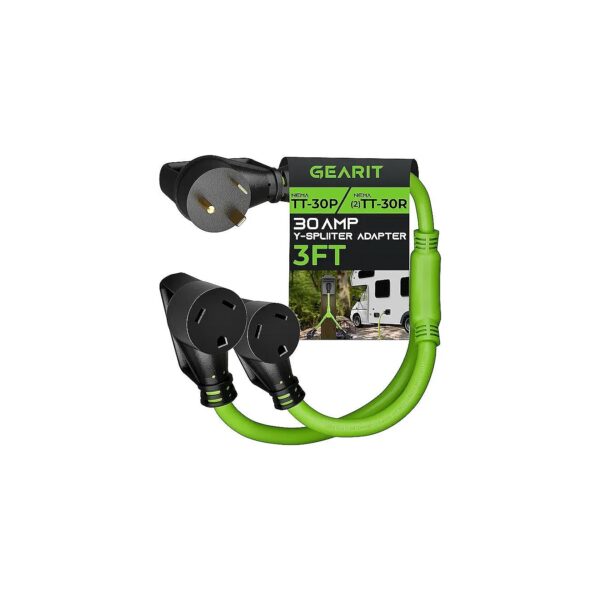 3 Foot 30 Amp Heavy Duty Y Adapter Cord for RV and Generator with Two 30 Amp Receptacles