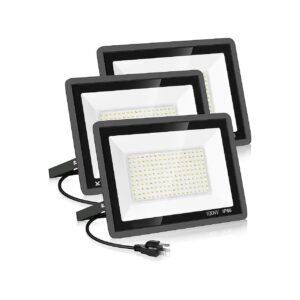 3 Pack 100W LED Flood Lights for Large Outdoor Spaces with IP66 Waterproof