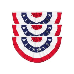 3 Pack USA Pleated Fan Flag Set - Indoor Outdoor Decoration