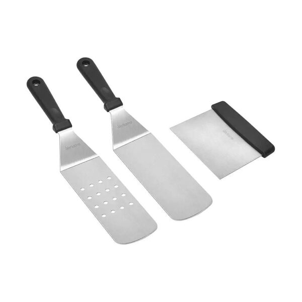 3 Piece Grill and Griddle Cooking Kit with Stainless Steel Spatulas and Scraper