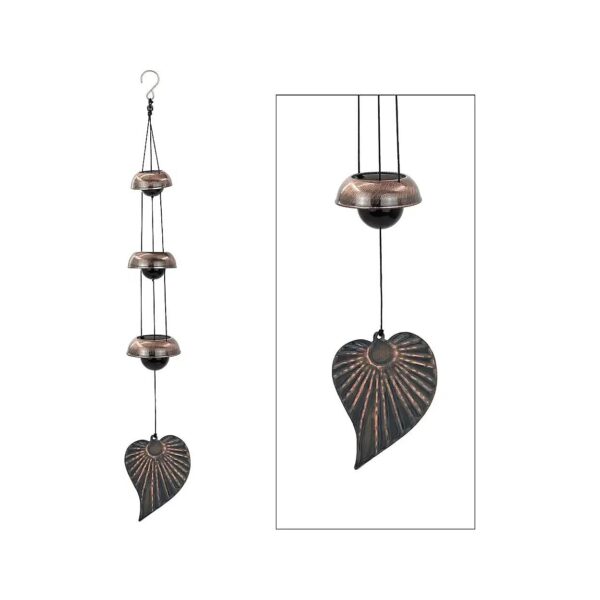 3 Red Cooper Leaf Wind Chimes with Unique Temple Style for Home Yard Decoration