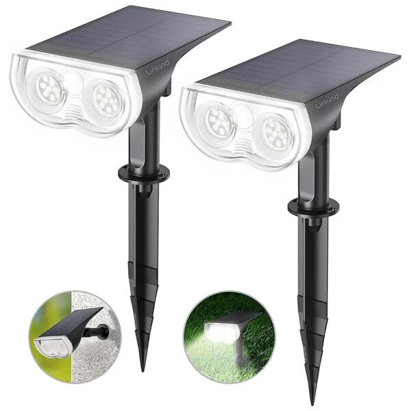 30% Conversion Rate Solar Spot Lights for Yard, Garden, and Patio, 2 Pack