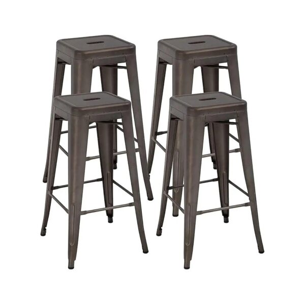 30 Inch Metal Bar Stools with Adjustable Footrest and Non Slip Feet