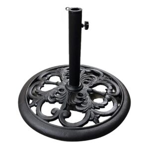 30 Pound Black Powder Coated Cast Iron Umbrella Stand for Home or Office