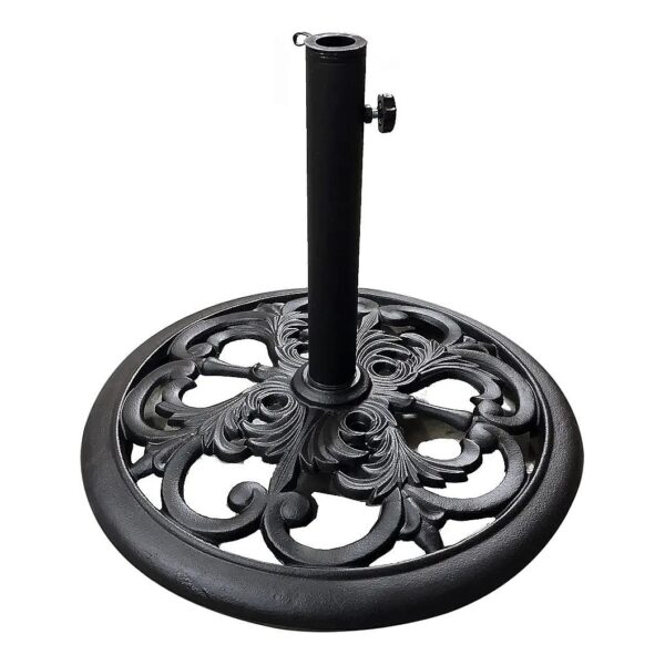 30 Pound Black Powder Coated Cast Iron Umbrella Stand for Home or Office