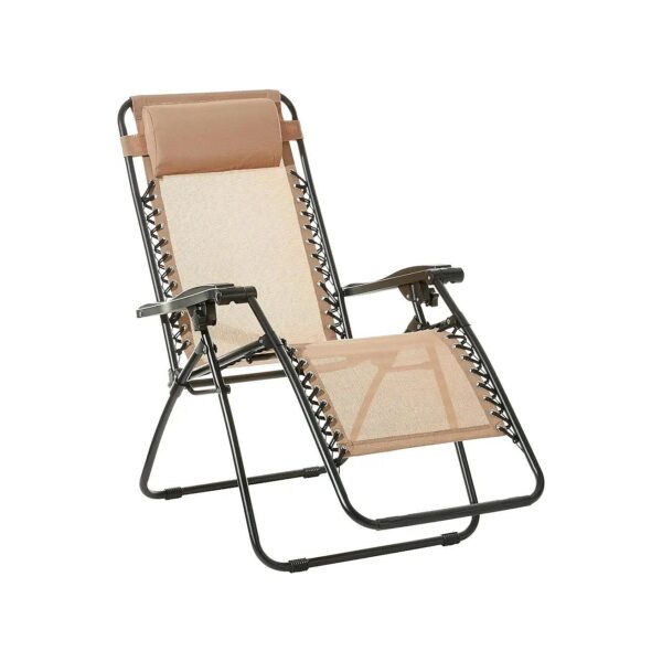 300-Pound Capacity Textilene Adjustable Zero Gravity Chair with Beige