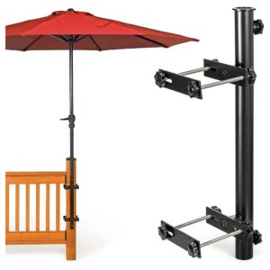 304 Stainless Steel Patio Umbrella Holder with Adjustable Stand and Flag Pole Fixed Clip