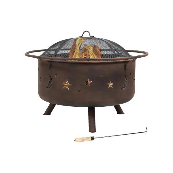 30-Inch Fire Pit with Cooking Grill and Spark Screen for Large Gatherings