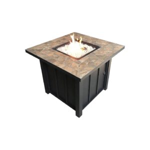 30x30 Inch Square Tile Table Top Propane Fire Pit for Backyard Enjoyment