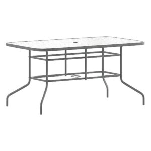 31 5 x 55 Rectangular Metal Patio Table with Tempered Glass Top