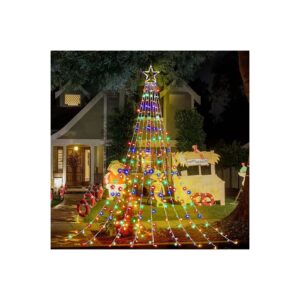 317 LED Waterfall Christmas Tree Lights with Star Ornaments and IP44 Waterproof Design