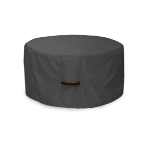 32 inch Diameter Round Fire Pit Cover Waterproof Heavy Duty 600D Polyester Fabric Black