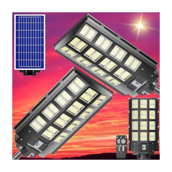 3200W Solar Flood Lights with Dusk to Dawn Operation for Gardens and Yards - 2-Pack