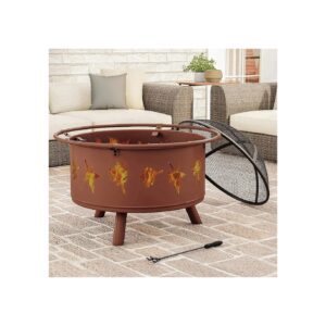 32-Inch Outdoor Wood Burning Fire Pit with Rust Finish and Accessories Included