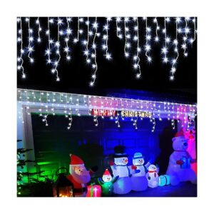 33ft Long White LED Icicle Christmas Lights with Memory Function and Timer