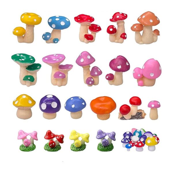 35 Pcs Miniature Resin Mushrooms for Outdoor and Indoor Decoration