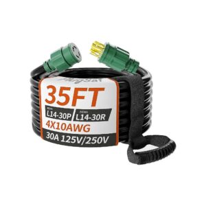 35 ft 30 Amp 4 Prong Generator Extension Cord for RV and Outdoor Use with 3-Year Warranty