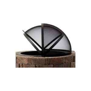 36 Inch Black Fire Pit Spark Screen with Easy Access and Folding Design