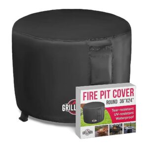 36" Round Fire Pit Cover with Heavy Duty 600D Polyester Material