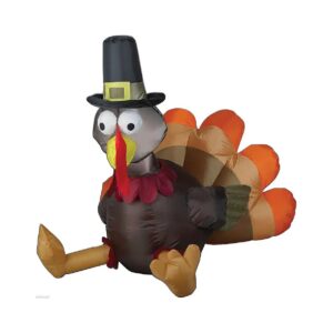 3-Feet Tall Inflatable Turkey Wearing Pilgrim Hat for Festive Displays