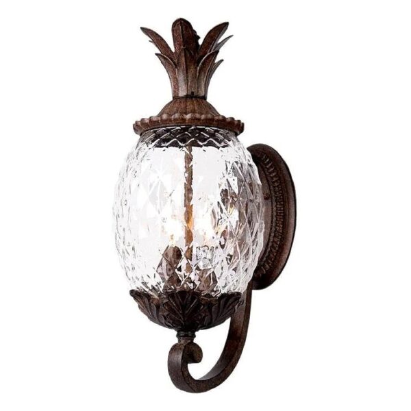 3-Light Wall Mount Outdoor Lamp in Black Coral with Glass Shade