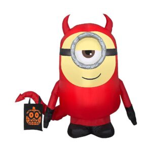 3ft 5inch Red Inflatable Minion Stuart with Carton Devil Costume