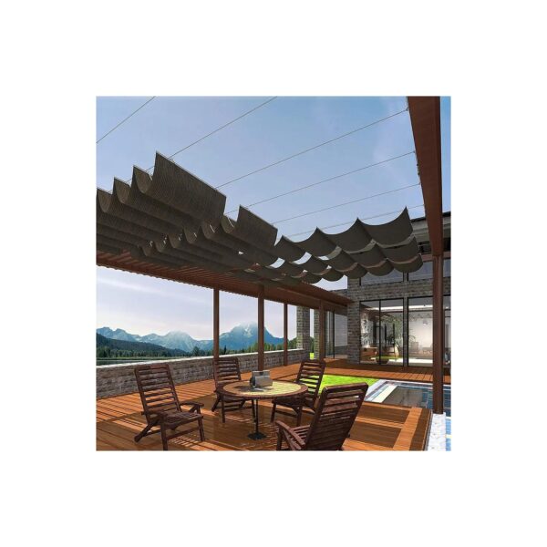 3x16 Foot Retractable Shade Cover for Patio Decking Areas with Brown Fabric