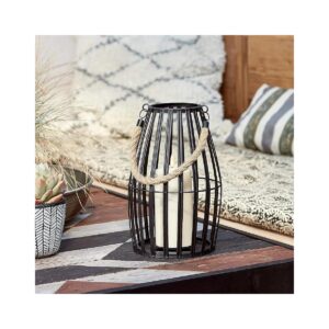 4" Black Metal Slatted Outdoor LED Flameless Candle Lantern