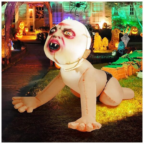 4 Foot Halloween Inflatable Zombie Baby Outdoor Decoration with LED Lights