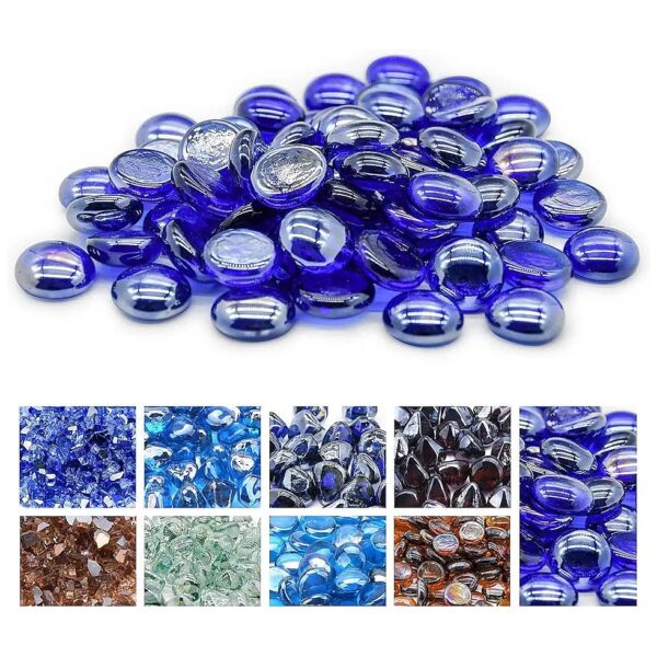 4 Inch Cobalt Blue Fire Glass Beads for Indoor and Outdoor Gas Fireplaces and Pits